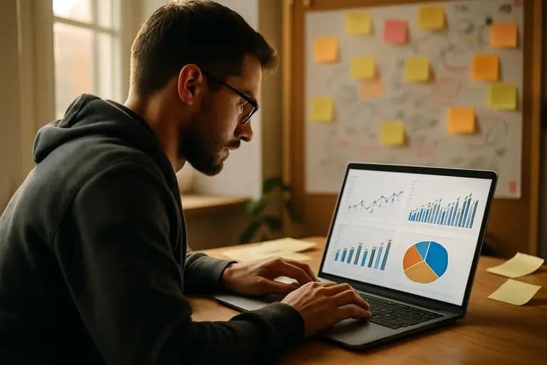 Compliance analyst reviewing segmented market data on multiple screens
