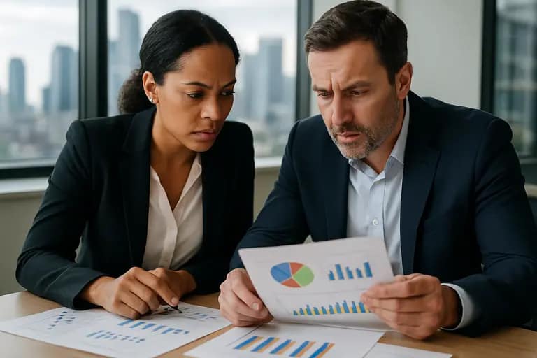 Operator revenue bars and tax figures on an analytics workstation