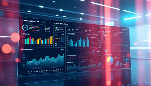 A data-driven sports visualization, illuminating hidden insights. In the foreground, a dynamic dashboard of athletic metrics, color-coded charts, and interactive graphs. In the middle ground, a holistic analysis of player performance, training regimes, and game strategies. The background evokes a high-tech, futuristic ambiance with minimalist lines, soft lighting, and a subtle blue-green hue. The overall scene conveys a sense of precision, innovation, and the power of data-driven decision-making to uncover competitive advantages and maximize brand partnerships. A data-driven sports visualization, illuminating hidden insights. In the foreground, a dynamic dashboard of athletic metrics, color-coded charts, and interactive graphs. In the middle ground, a holistic analysis of player performance, training regimes, and game strategies. The background evokes a high-tech, futuristic ambiance with minimalist lines, soft lighting, and a subtle blue-green hue. The overall scene conveys a sense of precision, innovation, and the power of data-driven decision-making to uncover competitive advantages and maximize brand partnerships.