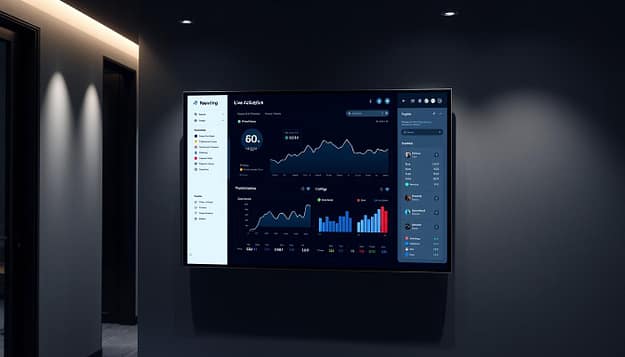 A sleek, real-time data activation dashboard set against a dimly lit, modern office backdrop. The dashboard displays live sports analytics data on a high-resolution, edge-to-edge display, with clean typography and intuitive visualizations. Soft, directional lighting casts subtle shadows, creating depth and emphasizing the crisp UI elements. The display is mounted on a minimalist, floating wall mount, giving it a premium, integrated feel. The overall scene conveys a sense of authority, professionalism, and technological sophistication - perfectly suited to illustrate the "Reporting" section of the article on data integrity in sports analytics. A sleek, real-time data activation dashboard set against a dimly lit, modern office backdrop. The dashboard displays live sports analytics data on a high-resolution, edge-to-edge display, with clean typography and intuitive visualizations. Soft, directional lighting casts subtle shadows, creating depth and emphasizing the crisp UI elements. The display is mounted on a minimalist, floating wall mount, giving it a premium, integrated feel. The overall scene conveys a sense of authority, professionalism, and technological sophistication - perfectly suited to illustrate the "Reporting" section of the article on data integrity in sports analytics.